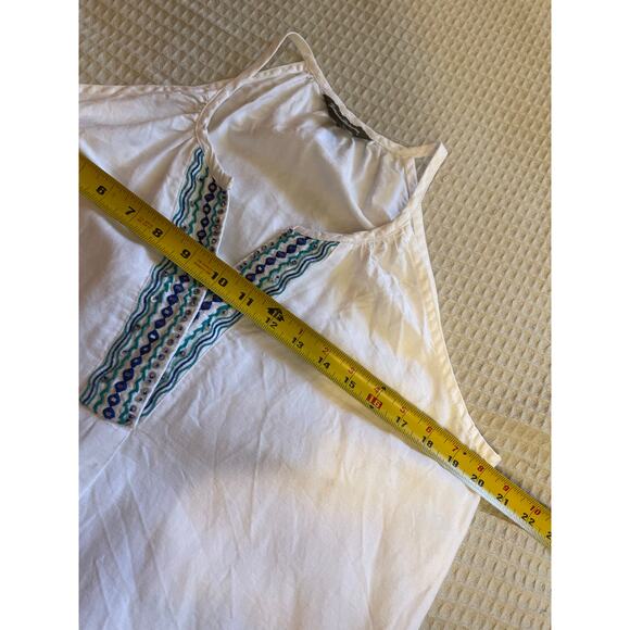 Tommy Bahama Linen Cotton Blend Embroidered Tunic Style Mini Tank Dress Medium - Picture 7 of 12